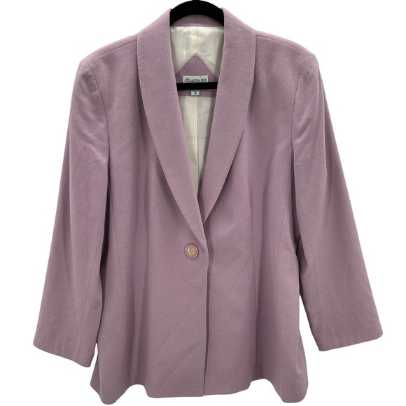 Austin Reed Jackets & Blazers - VTG Austin Reed London‎ Womens Lilac Wool Angora Blazer Jacket Size 16 Pastel